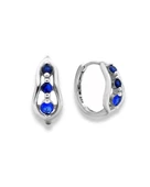 Safir Taşlı Diamond Simple Style Halka Kadın Gümüş Küpe 17 MM - 1