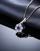 Safir Zirkon Taşlı Minimal Model Stylish Night Kadın Gümüş Kolye thumbnail 4