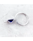 Safir Sallantılı Yarımtur Halka Kadın Gümüş Küpe 17 MM - 3