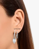 Pırlanta Zirkon Sallantılı Yarımtur Halka Kadın Gümüş Küpe 17 MM thumbnail 3