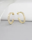 18k Serie Oro Gösterişli Tamtur Halka Kadın Gümüş Küpe 23 MM - 2