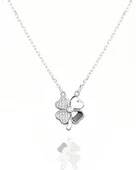 Swarovski Taşlı Mineli Yonca Model Kadın Gümüş Kolye - 1