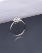 1.90 Karat Prenses Kare Taşlı Dia Tektaş Kare Kadın Gümüş Yüzük - 3