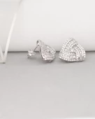 Diamond Business Üçgen Form Işıltılı Kadın Gümüş Küpe thumbnail 3