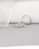 Zirkon Taşlı Diamond Simple Style Halka Kadın Gümüş Küpe 17 MM - 3
