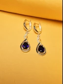 925 Ayar Su Damlası Safir Zirkon Taşlı Gümüş Küpe thumbnail 3