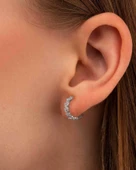 Zirconia Taşlı Diamond Tamtur Baget Halka Kadın Gümüş Küpe 17 MM thumbnail 4