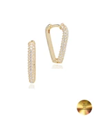 18k Serie Oro Zirkon Taşlı Üçgen Oval Gümüş Küpe thumbnail 1