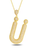 18k Serie Oro Ü Harfi Kadın Gümüş Kolye thumbnail 1