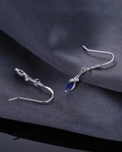 Safir Taşlı Gözyaşı Damlası Çengel Sallantılı Kadın Gümüş Küpe thumbnail 2