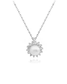 925 Ayar Gümüş Işıltılı Zirkon Taşlı İnci Kadın Gümüş Kolye thumbnail 1