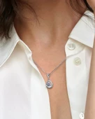 Işıltılı Zirkon Taşlı Damla Kadın Gümüş Kolye thumbnail 2