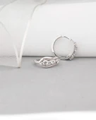 Zirkon Taşlı Diamond Simple Style Halka Kadın Gümüş Küpe 17 MM thumbnail 3