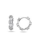 Pırlanta Işıltılı Baget Halka Kadın Gümüş Küpe 18 MM thumbnail 1