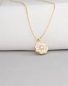 18k Serie Oro Baget Taşlı Çiçek Model Minimal Kadın Gümüş Kolye thumbnail 3