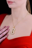 18k Serie Oro B Harfi Kadın Gümüş Kolye thumbnail 2