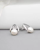 Luxury Elegant Stylish Night Hakiki İnci Kadın Gümüş Küpe thumbnail 3