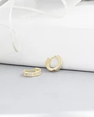 18k Serie Oro Baget Taşlı Minimal Halka Kadın Gümüş Küpe 13 MM thumbnail 2