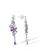 Ametist Taşlı Pırlanta Model Çiçek Demeti Sallantılı Kadın Gümüş Küpe thumbnail 2