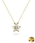 18k Serie Oro Tektaş Yıldız Minimal Dorika Kadın Gümüş Kolye thumbnail 1