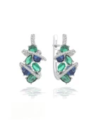 Zümrüt Oval Taşlı Luxury Kadın J Gümüş Küpe thumbnail 1