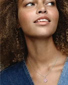 Işıltılı Pembe Heartyum Kadın Gümüş Kolye thumbnail 2