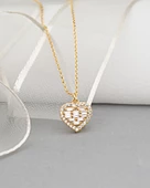 18k Serie Oro Baget Kalbim Minimal Kadın Gümüş Kolye thumbnail 2