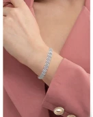 Baget Pırlanta Işıltılı Su Yolu İthal Kadın Gümüş Bileklik thumbnail 2