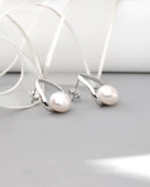 Luxury Elegant Stylish Night Hakiki İnci Kadın Gümüş Küpe thumbnail 2