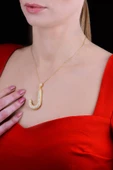 18k Serie Oro J Harfi Kadın Gümüş Kolye thumbnail 2