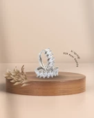 Markiz Kesim Minimal Halka Kadın Gümüş Küpe 15 MM thumbnail 2