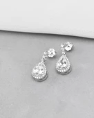 Zirkon Taşı Lusso Damla Diamond Model Kadın Gümüş Küpe thumbnail 3