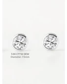 3 Cttw Dew Diamond Serisi Tektaş İthal Gümüş Kadın Küpe 7,5 Mm - 3