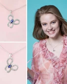 Safir Taşlı Işıltılı Kelebek Diamond Butterfly Kadın Gümüş Kolye thumbnail 2