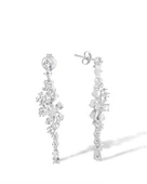 Beyaz Taşlı Pırlanta Model Çiçek Demeti Sallantılı Kadın Gümüş Küpe - 1