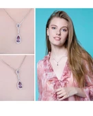 Ametist Taşı Lusso Damla Diamond Kadın Gümüş Kolye - 2