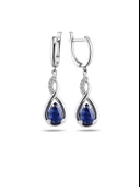 925 Ayar Su Damlası Safir Zirkon Taşlı Gümüş Küpe thumbnail 1