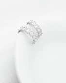 Zirconia Taşlı Diamond Tamtur Baget Halka Kadın Gümüş Küpe 17 MM thumbnail 2