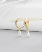 18k Serie Oro Hakiki İnci Halka Minimal Gümüş Küpe thumbnail 2