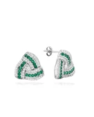 Business Üçgen Form Zümrüt Zirkon  Kadın Gümüş Küpe thumbnail 1