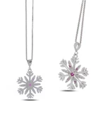Diamond Seri Özgün Tasarım Kar Tanesi Snowflake Gümüş Kolye thumbnail 3