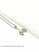 Viking Altın Savaş Baltası Erkek Gümüş Kolye - 2