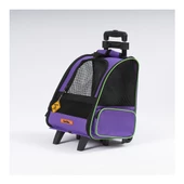 Brave Paws Tekerlekli Plastik Fileli Kedi ve Köpek Taşıma Çantası Çekçek Mekanizmalı Yıkanabilir Mor - 1