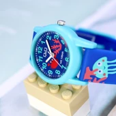 Q&Q VR99J017Y Mavi Turkuaz Deniz Atı Yengeç Desenli Su Geçirmez Çocuk Kol Saati - 4