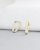 18k Serie Oro Zirkon Taşlı Üçgen Oval Gümüş Küpe thumbnail 3