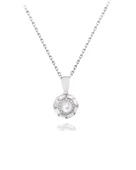 925 Ayar Gümüş Işıltılı Baget Taşlı İnci Kadın Gümüş Kolye thumbnail 1