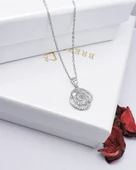 Diamond Serisi Zirkon Taşlı Gül Model Gümüş Kadın Kolye thumbnail 2