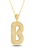18k Serie Oro B Harfi Kadın Gümüş Kolye thumbnail 1