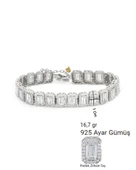 Baget Pırlanta Işıltılı Su Yolu İthal Kadın Gümüş Bileklik thumbnail 5