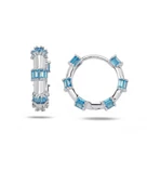 Aquamarin Baget Taşlı Pırlanta Model Kadın Gümüş Küpe 18 MM thumbnail 1